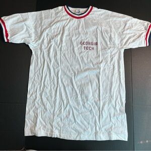 VTG Georgia Tech Ringer Tee XL White Cotton Champion USA Patriotic NOS 70s Singl